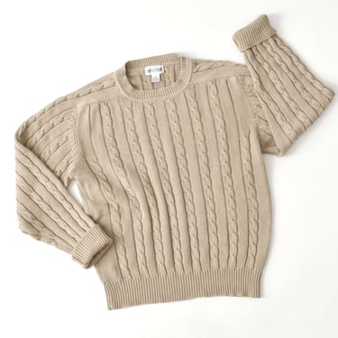 vintage beige cotton cable knit sweater 