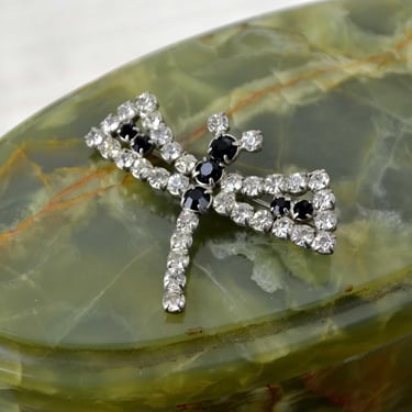 Vintage Gablonz rhinestone brooch dragonfly 60s 70s mid century jewelry accessories design costume jewelry glass 
