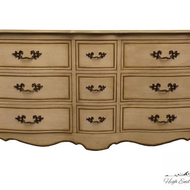 DREXEL FURNITURE Off White / Cream Painted French Provincial 62" Triple Dresser 328-130 - 407 Finish 