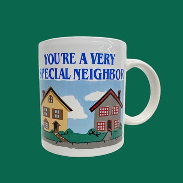Vintage Novelty Mug Retro 1980s You're a Very Special Neighbor + White + Ceramic + Friends + Gift + Coffee or Tea + Kitchen + Made in Japan 
