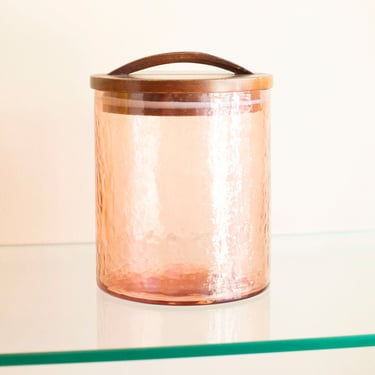 Handblown Hammered Glass Canister in Blush