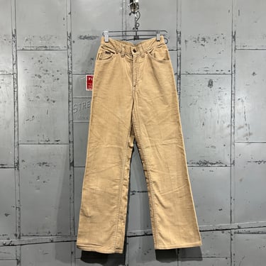 Size 24 x27 70s 80s  1980 Olympic USA  Games Levi’s 519 corduroy beige tan Denim Jeans  fit flare fit bootcut 