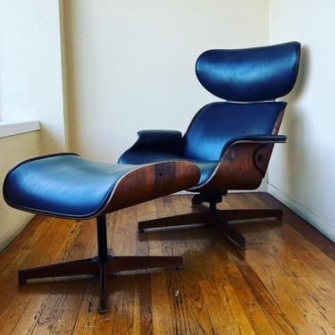 American Mid-Century Modern Walnut Chair & Ottoman by Plycraft