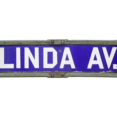 Vintage Double Sided Steel Blue Linda Ave. Street Sign