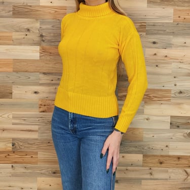 70's Yellow Knit Turtleneck Sweater 