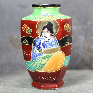 Mini Satsuma Moriage Vase | Japanese Enameled Bud Vase | Hand Painted TT Made in Japan | Vintage Asian Decor 