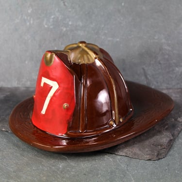 GREAT FIREMAN'S GIFT! Fireman's Hat Ceramic Bank | Vintage Ceramic Piggy Bank | #7 Fireman's Hat | Bixley Shop 