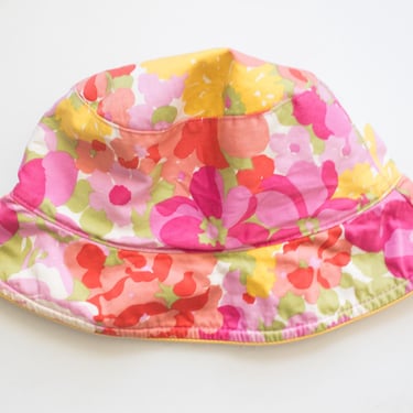 Vintage 00’s Y2K Multicolor Bright Bold Colorful Floral Bucket Hat | Size Small 