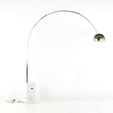 Arco Mid Century Brass and Marble Floor Lamp - mcm 