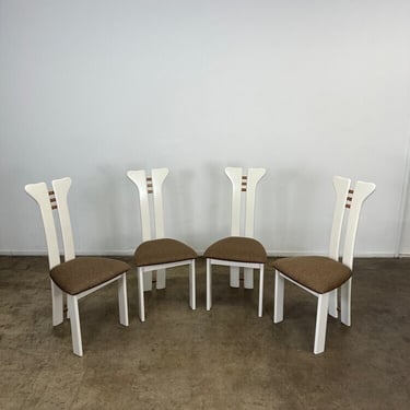 Pierre Cardin Ivory Lacquered Chairs with Wooden Details 