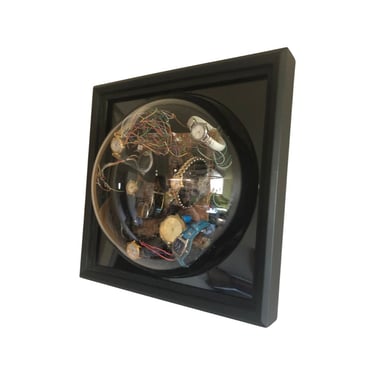 Vintage Postmodern Assemblage wall art acrylic dome bubble watches fiber optic sculpture 1980s 