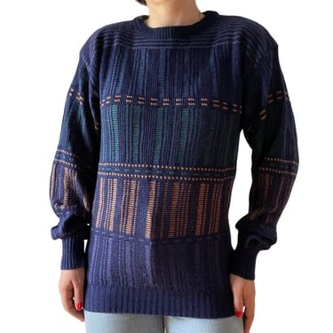 Vintage 1980s Womens Geometric Oversized Ugly Grandpa Acrylic Sweater Sz M 