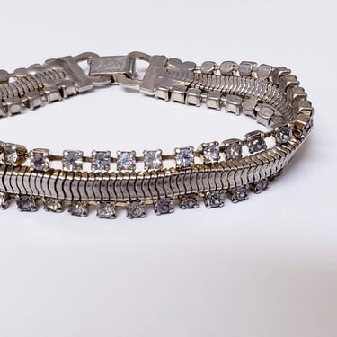 Antique vintage Estate jewelry CORO jewelry silver tone rhinestone link bracelet RARE 