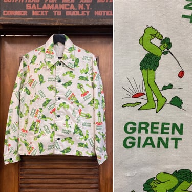 Vintage 1970’s Green Giant Pop Art Cartoon Jacket, 70’s Jacket, 70’s Pop Art, 70’s Cartoon Print, 70’s Novelty, Vintage Clothing 