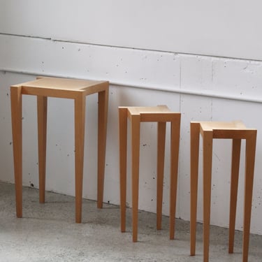 Blonde Wood Side Table Set