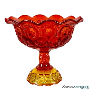Vintage Victorian Orange Red Amberina Glass Compote Bowl