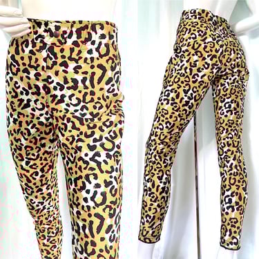 LEOPARD PRINT Stretch Pants, 90s OBERMEYER Ski Pants, Vintage Gucci Vibe, Y2K Apres Ski, Animal Print Punk Rock Leggings, Vintage Bogner Ski 
