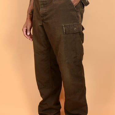 Reclaimed Tactical Brown Cargo Adjustable Pants Trousers | Adjustable Waist Small Medium 