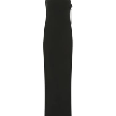 Saint Laurent Women Black Crepe Long Dress