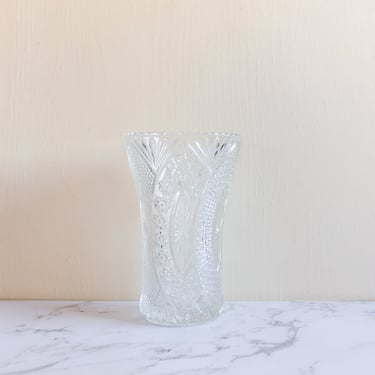 midcentury French cut glass vase, medium