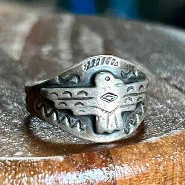 Vintage Silver Thunderbird Ring Native American Jewelry Protection Power Bird 