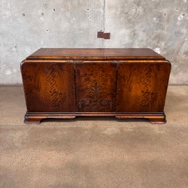 Rare 1940s Art Deco Burlwood Cabinet - No Key