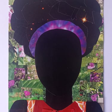 Violet Original Collage. Garden. African American art. 