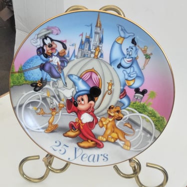 ON SALE Vintage Disney Plate, 25 Year Commemorative Disney Plate, 