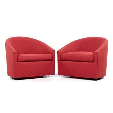 Milo Baughman for Thayer Coggin Mid Century Swivel Lounge Chairs - Pair - mcm 