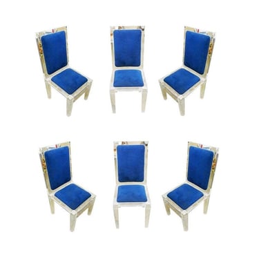 Mid Century Lucite Skyscraper Style Dining Chairs, Set of six 