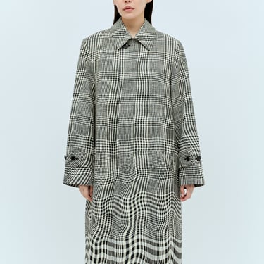 Burberry Women Long Warped Houndstooth Car Coat