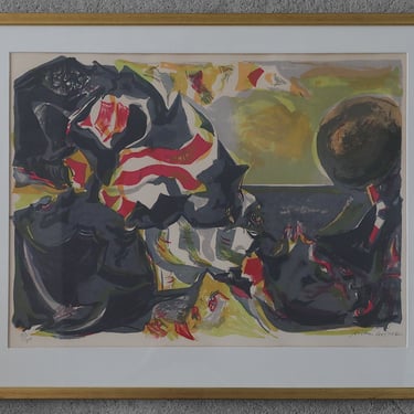 Bata Mihailović, Horisont, Color Lithography, 1976, Framed 