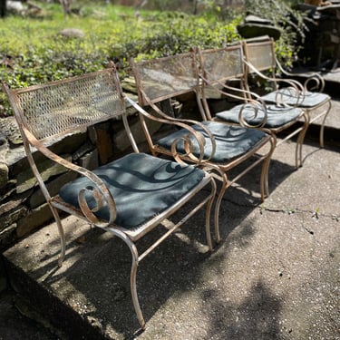 Salterini Scroll Arm Dining Chairs Vintage Mid-Century 1950s Modern Armchairs Sunroom 