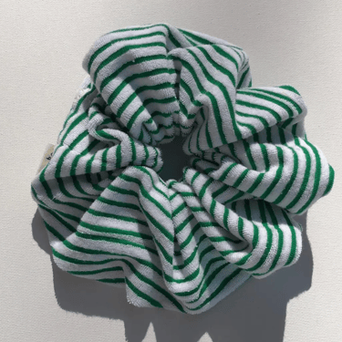 Nova Scotia toweling stripe scrunchy, green