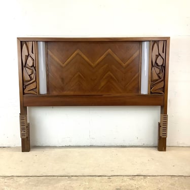 Mid-Century Tiki Style Headboard With Lights by United Furniture 