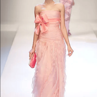 VALENTINO- 2007 AS IS Pink Silk Organza Fringe Gown, Size 6
