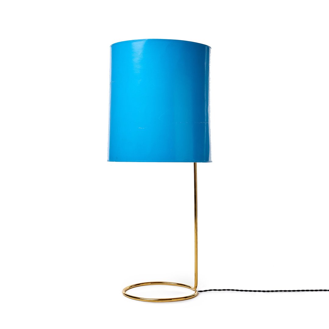 Vintage Blue Lacquered Paper Drum Lamp Shade Wyeth New York, NY