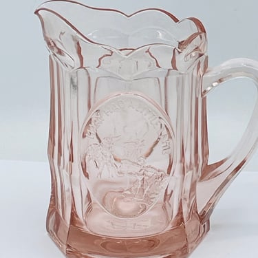 Mary Had a Little Lamb TIARA Nursery Rhyme Pink Pressed Glass Child Pitcher- 5.5