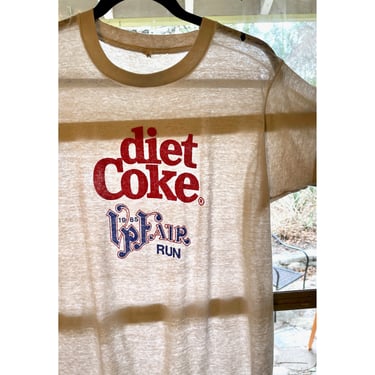 Paper Thin Diet Coke Tee // vintage 80s boho t-shirt t dress shirt hippie hippy 1980s // S/M 