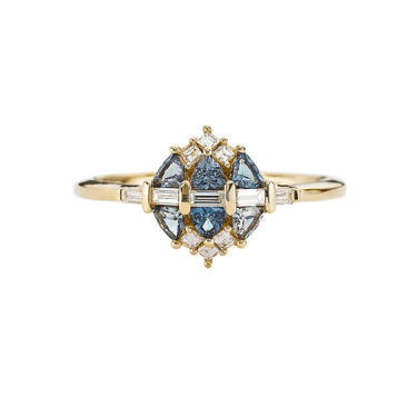 Teal Sapphire + Diamond Cluster Engagement Ring - ARTËMER Trunk Show