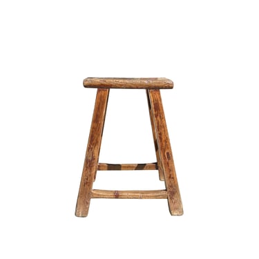 14.5" Chinese Village Raw Wood Rough Finish Accent Single Sitting Stool ws4044E 