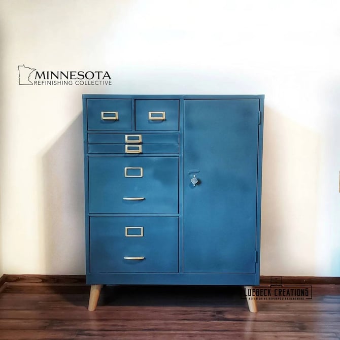 Metal Craftsman Apothecary. MCM style office file cabinet. Modern industrial cabinet. 