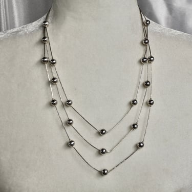 Native American 3 Strand Liquid 925 & Sterling Bench Bead Necklace 20