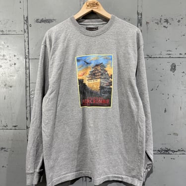 Vintage 90s Abercrombie & Fitch Long sleeve Japan tshirt heavyweight Cotton Plane old Japan graphic  Mall Brand Japan air transport 