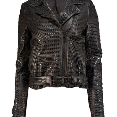 A.L.C. - Black Studded Leather Moto Jacket Sz 6