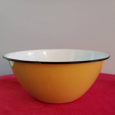 Vintage Yellow and White enamel bowl Camel Brand Bowls 