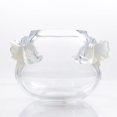 Lalique Crystal Orchidee Vase Orchid Opalescent/Clear - mcm 