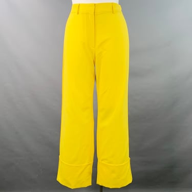 ROCHAS Size 10 Neon Yellow Wool Cuff Casual Pants