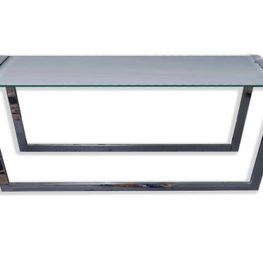 Milo Baughman Chrome and Glass Rectangle Console Table Contemporary Modern 