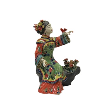Chinese Oriental Porcelain Qing Style Dressing Birds Lady Figure ws3142E 
